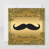 Invitation d'anniversaire à moustache Or (Devant)