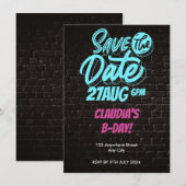 Invitation d'anniversaire à mur de briques néon vi (Devant / Derrière)