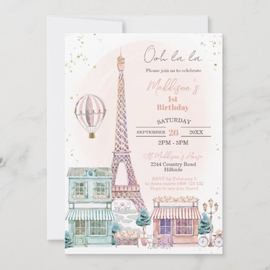 Invitation d'anniversaire à Paris (Devant)