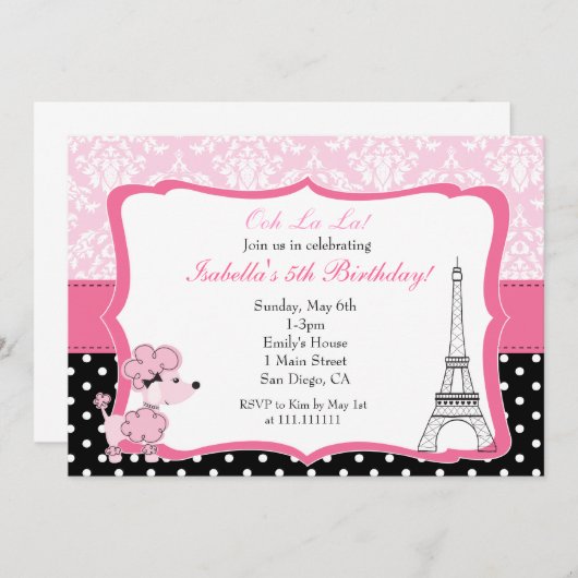 Invitation d'anniversaire à Paris (Devant / Derrière)