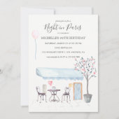 Invitation d'anniversaire à Paris à l'aquarelle (Devant)