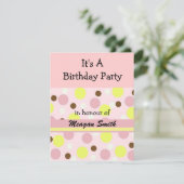 Invitation d'anniversaire à pois roses (Debout devant)