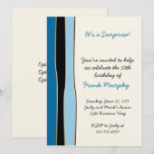 Invitation d'anniversaire à rayures bleues et noir (Devant / Derrière)