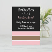 Invitation d'anniversaire à rayures chic (Debout devant)