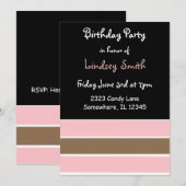 Invitation d'anniversaire à rayures chic (Devant / Derrière)
