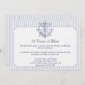 Invitation d'anniversaire à rayures grises d'ancre (Devant / Derrière)