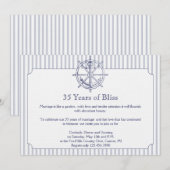 Invitation d'anniversaire à rayures grises et ancr (Devant / Derrière)