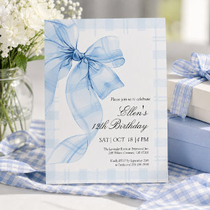 Invitation d'anniversaire à ruban écossais bleu