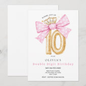 Invitation d'anniversaire à ruban pour 10 ans avec (Devant / Derrière)