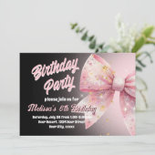 Invitation d'anniversaire à ruban rose (Debout devant)