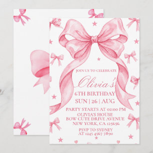 Invitation d'anniversaire à ruban rose, fête d'ann