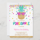 Invitation d'anniversaire à thème ananas (Devant)