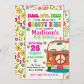 Invitation d'anniversaire à thème les années 70 su (Devant / Derrière)