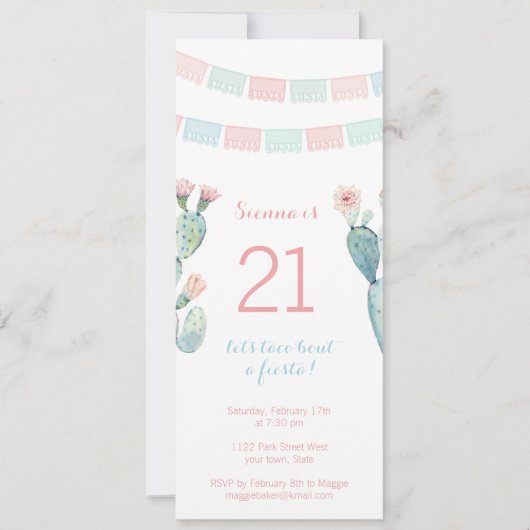 Invitation d'anniversaire à thème mexicain pour fi (Devant)