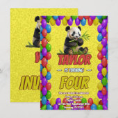 Invitation d'anniversaire à thème ours en peluche  (Devant / Derrière)