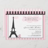 Invitation d'anniversaire à thème Paris (Devant / Derrière)