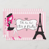 Invitation d'anniversaire à thème Paris (Devant / Derrière)