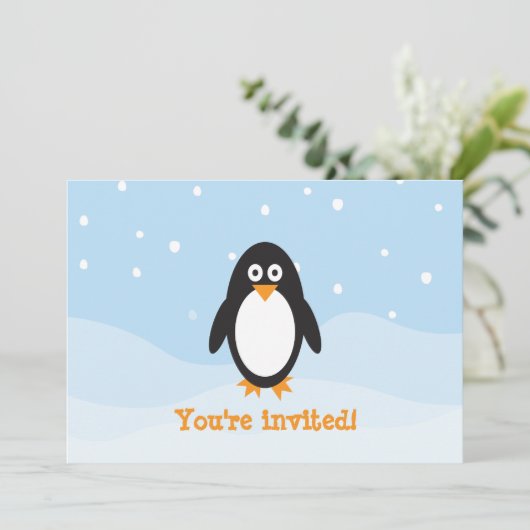 Invitation d'anniversaire à thème Penguin (Debout devant)