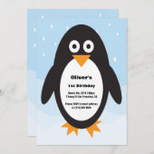Invitation d'anniversaire à thème Penguin (Devant / Derrière)