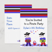 Invitation d'anniversaire à thème Pirate Cool (Devant / Derrière)