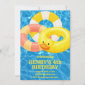 Invitation d'anniversaire à thème piscine flottant (Devant)