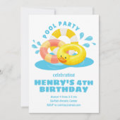 Invitation d'anniversaire à thème piscine flottant (Devant)