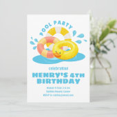 Invitation d'anniversaire à thème piscine flottant (Debout devant)