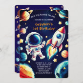 Invitation d'anniversaire à thème spatial personna (Devant / Derrière)
