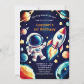 Invitation d'anniversaire à thème spatial personna (Devant)