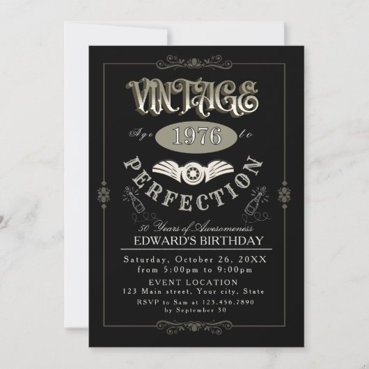 Invitation d'anniversaire à thème whiskey vintage (Devant)