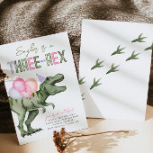 Invitation d'anniversaire à trois Rex Dinosaur