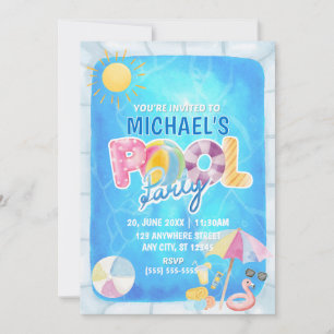 Invitation d'anniversaire à une fête au bord de la