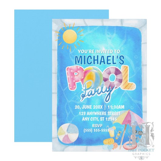 Invitation d'anniversaire à une fête au bord de la