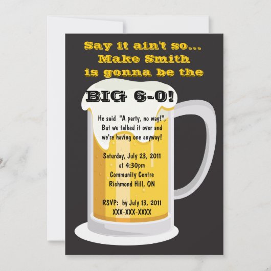 Invitation d'anniversaire à une fête de bière (Devant)