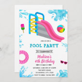 Invitation d'anniversaire à une fête de toboggan a (Devant / Derrière)