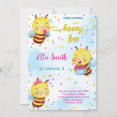 Invitation d'anniversaire abeille aquarelle (Devant)