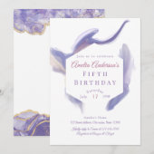 Invitation d'anniversaire abstrait aquarelle lavan (Devant / Derrière)