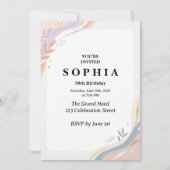 Invitation d'anniversaire abstraite pastel | Aquar (Devant)