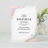 Invitation d'anniversaire abstraite pastel | Aquar (Debout devant)