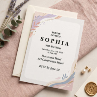 Invitation d'anniversaire abstraite pastel | Aquar