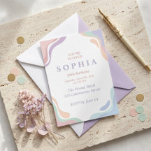 Invitation d'anniversaire abstraite pastel | Aquar