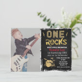 Invitation d'anniversaire ADD PHOTO Rockstar Drums (Debout devant)