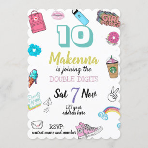 Invitation d'anniversaire Ado, Vsco, Chiffres doub