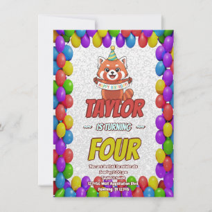 Invitation d'anniversaire adorable de panda roux