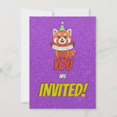 Invitation d'anniversaire adorable de panda roux (Dos)