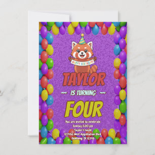 Invitation d'anniversaire adorable de panda roux