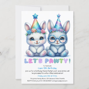 Invitation d'anniversaire adorable lapin – Paillet