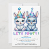 Invitation d'anniversaire adorable lapin – Paillet (Devant)