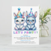 Invitation d'anniversaire adorable lapin – Paillet (Debout devant)