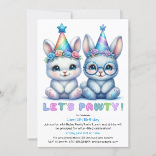 Invitation d'anniversaire adorable lapin – Paillet